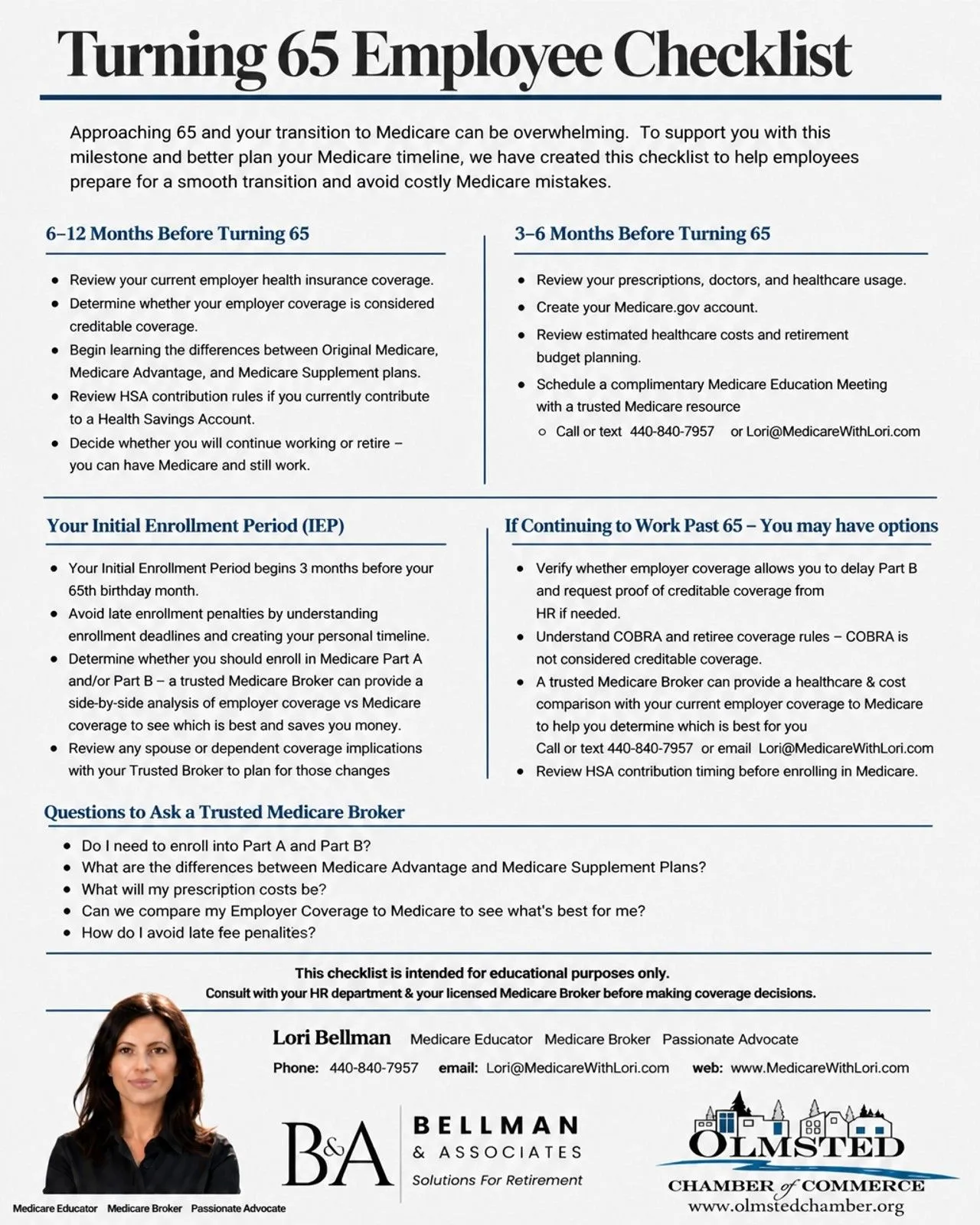 Turning 65 Medicare checklist infographic